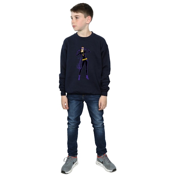 DC Comics Boys Catwoman Happy Pose Sweatshirt 7-8 år Marinblå Navy Blue 7-8 Years