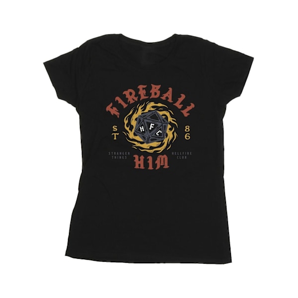 Netflix Dam/Kvinnor Stranger Things Fireball Dice 86 Bomull T-shirt Black L