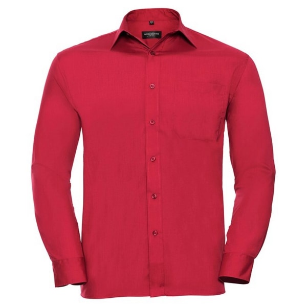 Russell Collection Mens Poplin Lättskött långärmad skjorta 4XL Classic Red 4XL