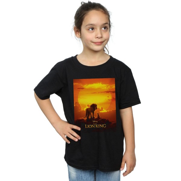 Disney Girls Lejonkungen Film Solnedgång Poster T-shirt bomull 9 Black 9-11 Years