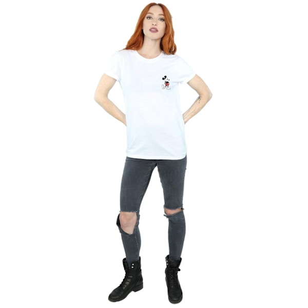 Disney Dam/Kvinnor Mickey Mouse Kickin Retro Bröst Bomull Pojkvän White 3XL