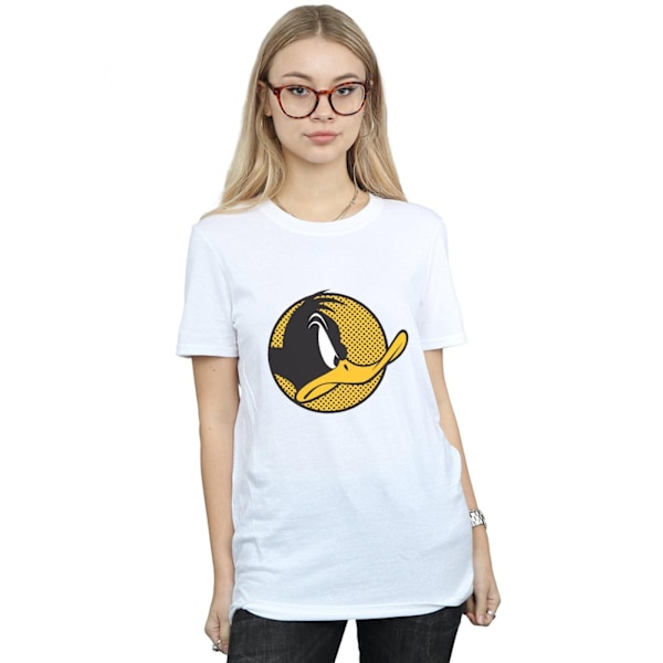 Looney Tunes Dam/Damer Daffy Duck Prickig Profil Bomull Pojkvän T-shirt White XL