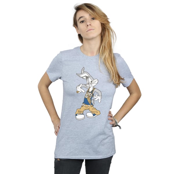 Looney Tunes Dam/Damer Rapper Bugs Bunny Bomull Boyfriend T Sports Grey XL