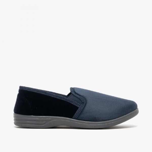 Zedzzz herr Lewis randiga tofflor med dubbla kilar 14 UK marinblå/ Navy Blue/Grey 14 UK