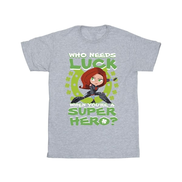 Marvel Girls St Patrick´s Day Black Widow Luck Bomull T-shirt 1 Sports Grey 12-13 Years