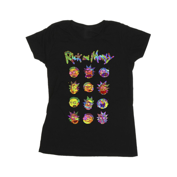Rick And Morty Kvinnor/Dam Tie Dye Faces bomull T-shirt XXL B Black XXL