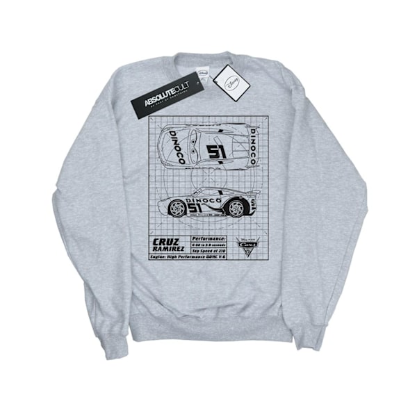 Disney Cars Cruz Ramirez Blueprint Sweatshirt för pojkar 9-11 år S Sports Grey 9-11 Years