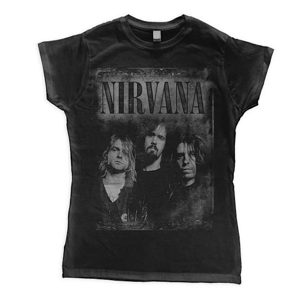 Nirvana Dam/Kvinnor Faded Faces Bomull T-shirt XS Svart Black XS