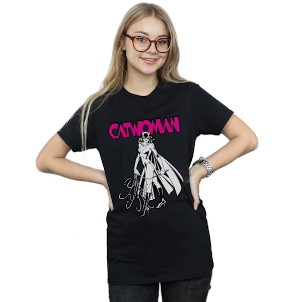 DC Comics Dam/Kvinnor Catwoman Whip Bomull Boyfriend T-Shirt Black XXL