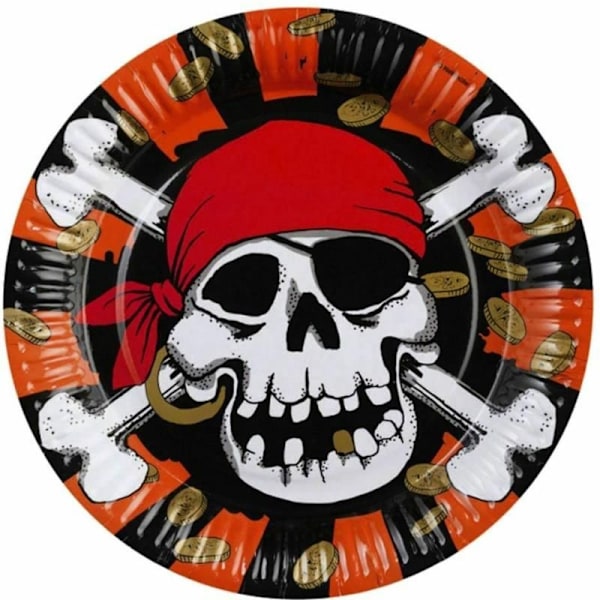 Amscan Pappers Jolly Roger Tallrik (8-pack) One Size Röd/Vit/Svart Red/White/Black One Size