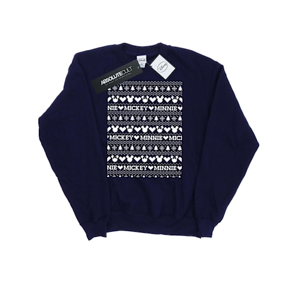Disney Dam/Kvinnor Mickey Och Minnie Jul Fair Isle Tröja Navy Blue XXL