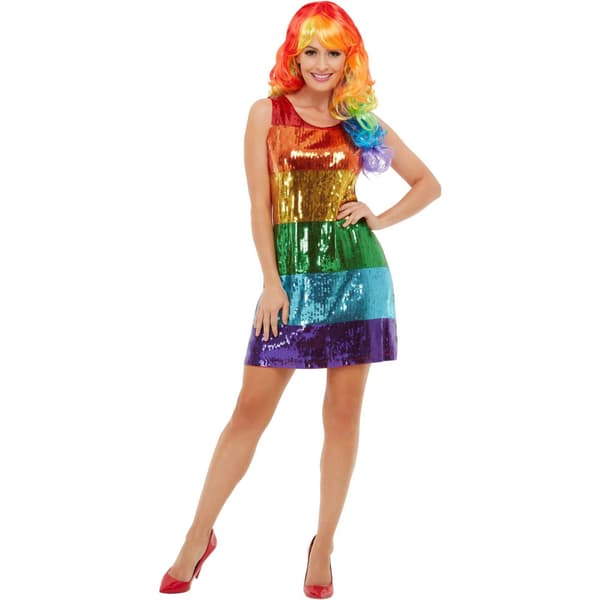 Smiffys Dam/Dam Rainbow Glitter Kostymklänning S Multicolo Multicoloured S