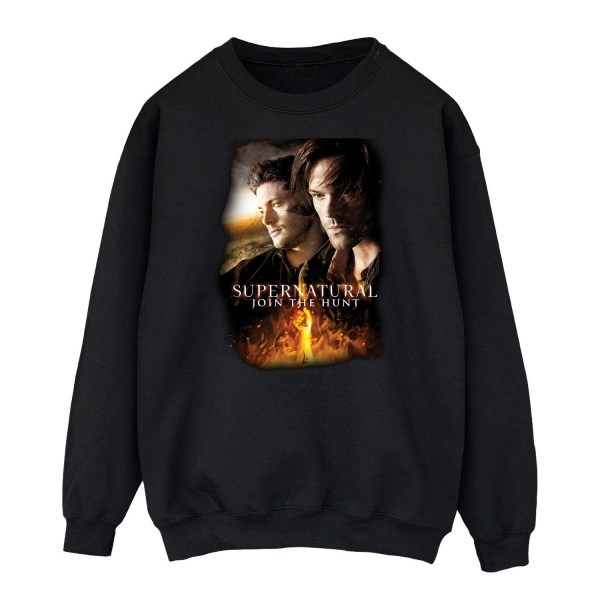 Supernatural Dam/Ladies Flaming Poster Sweatshirt XL Svart Black XL