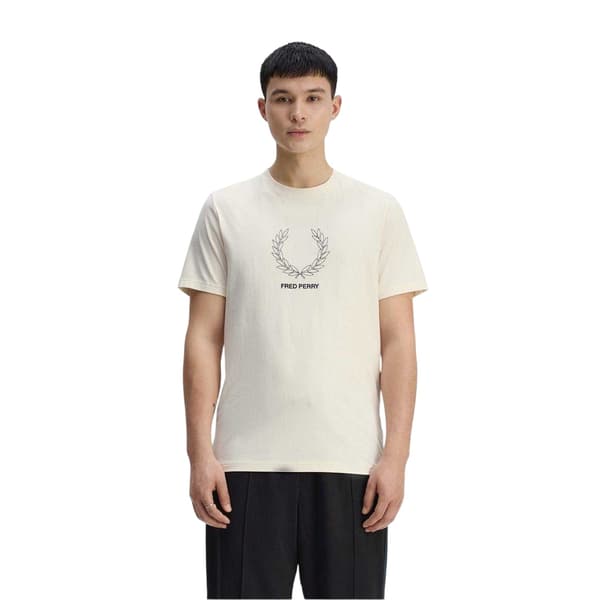 Fred Perry Herr Wreath Logo Regular T-Shirt S Ecru Ecru S
