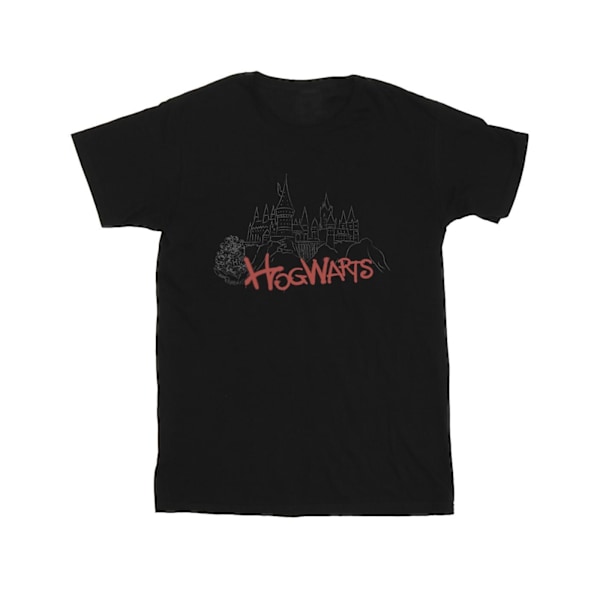 Harry Potter T-shirt för flickor med Hogwarts slott, spraybomull, 9-11 år Black 9-11 Years