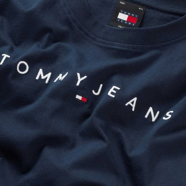 Tommy Jeans Herr Linjär Logotyp Regular T-Shirt L Night Navy Night Navy L