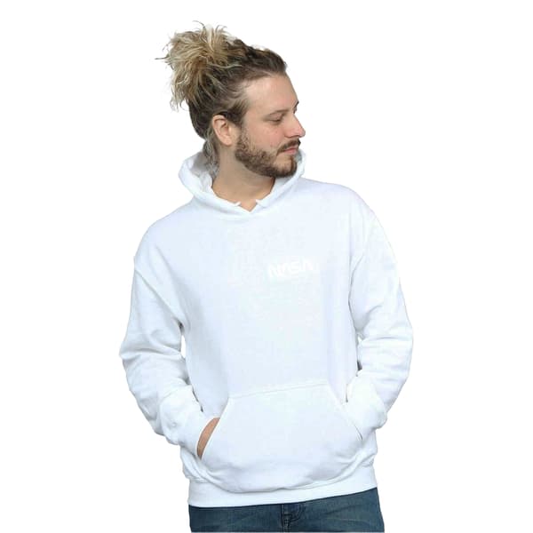 NASA Herr Modern Logotyp Bröst Hoodie S Vit White S