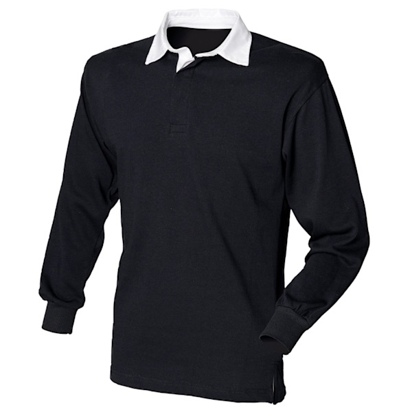 Front Row Long Sleeve Classic Rugby Polo Shirt 3XL Svart/Vit Black/White 3XL