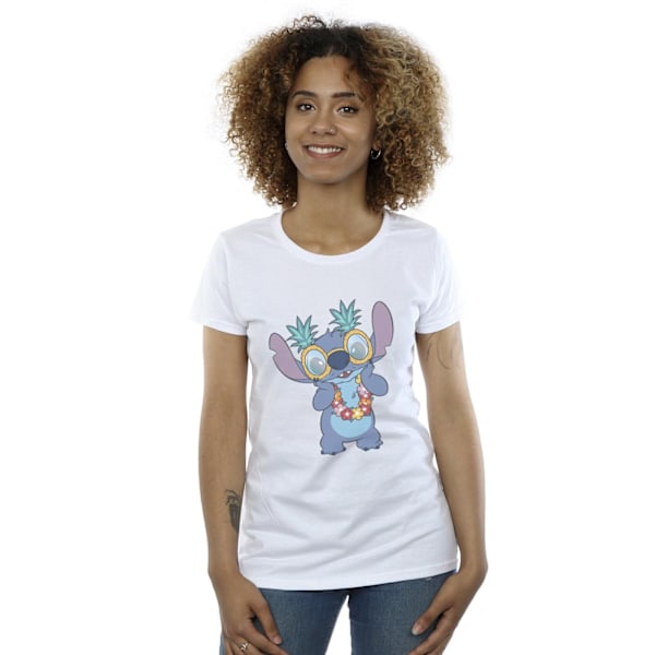 Disney Dam/Kvinnor Lilo Och Stitch Tropisk Kul Bomull T-Shir White XXL