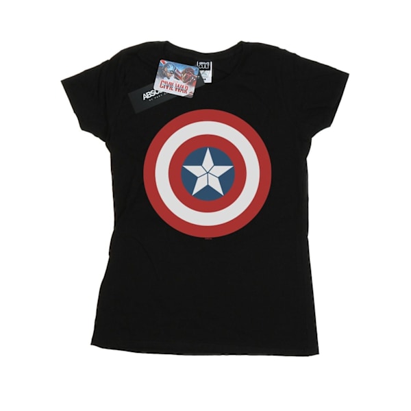 Marvel Dam/Kvinnor Captain America Civil War Sköld Bomull T-shirt Black S