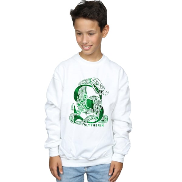 Harry Potter Pojkar Slytherin Orm Sweatshirt 5-6 År Vit White 5-6 Years