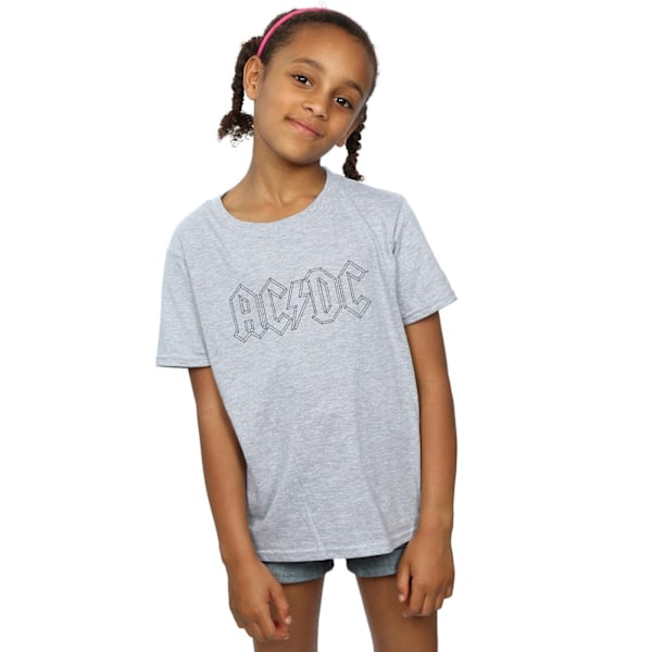 AC/DC Girls Black Outline Logo Bomull T-shirt 7-8 år Sport Sports Grey 7-8 Years
