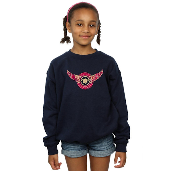 Marvel Girls Captain Marvel Wings Patch Sweatshirt 12-13 år Navy Blue 12-13 Years