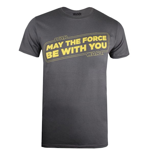 Star Wars T-shirt för män May The Force Be With You L Charcoal/Yel Charcoal/Yellow L