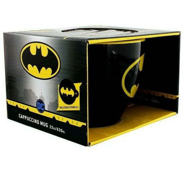 Batman Bat Signal Mugg Och Stencil Set One Size Svart/Gul Black/Yellow One Size