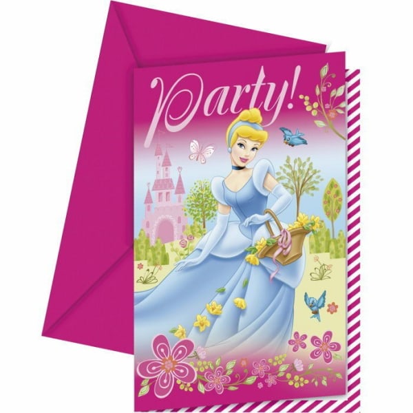 Cinderella Summer Palace Invitations (paket med 6) One Size Rosa/ Pink/Blue One Size