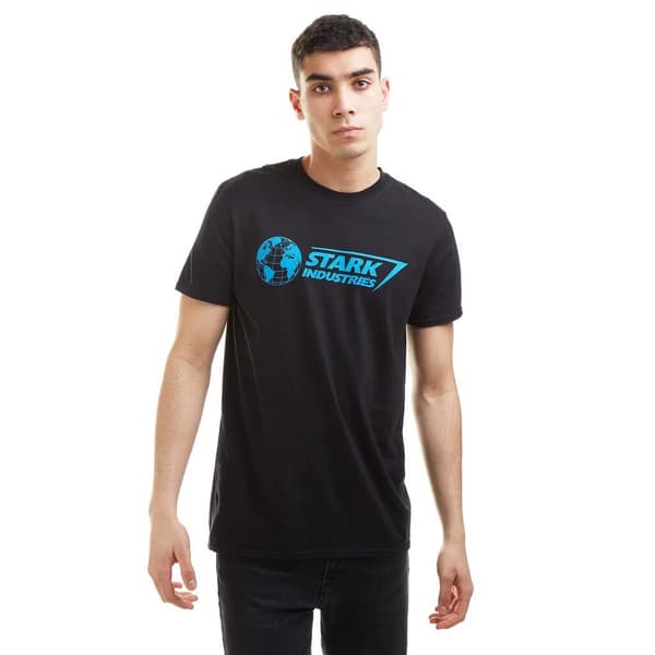Marvel Herr Stark Industries Logotyp T-Shirt XL Svart/Blå Black/Blue XL