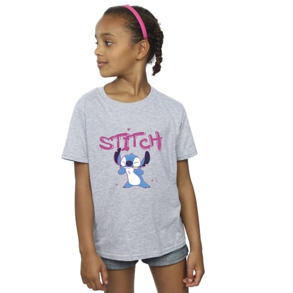 Disney Girls Lilo And Stitch Graffiti Bomull T-shirt 9-11 År Sports Grey 9-11 Years