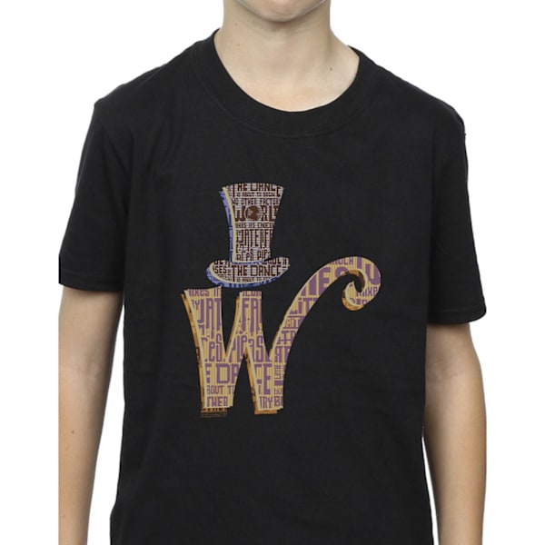 Willy Wonka Boys W Logo Hat T-Shirt 3-4 år Svart Black 3-4 Years