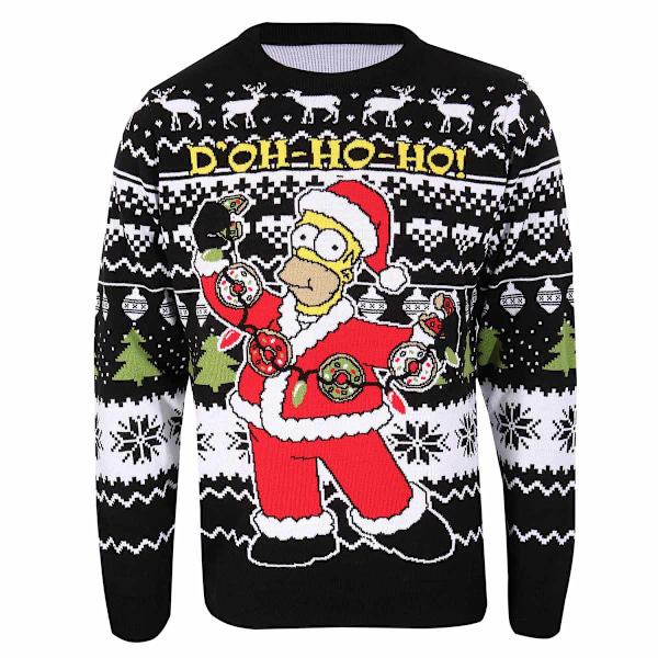 The Simpsons Unisex Vuxen Homer Simpson Stickad Tröja S Svart/ Black/White/Red S