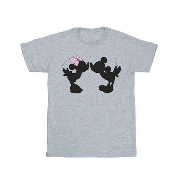 Disney Dam/Damer Mickey Minnie Kyss Silhuett Bomull Pojkvän T-shirt Sports Grey L