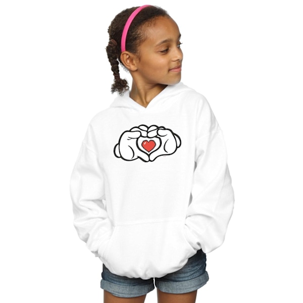 Disney Girls Mickey Mouse Hjärthänder Hoodie 12-13 År Vit White 12-13 Years
