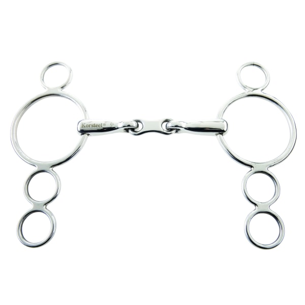 Korsteel rostfritt stål fransk länk 3-ring holländsk gag hästbett Silver 6in