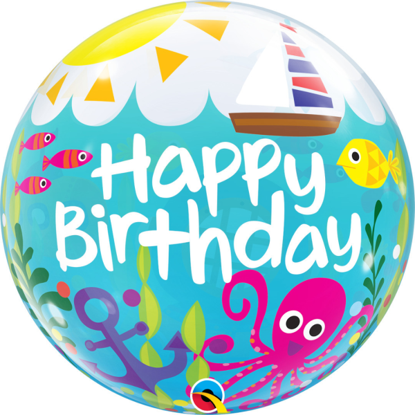 Qualatex Nautical Birthday Bubble Balloon One Size Blå/Gul/ Blue/Yellow/White One Size