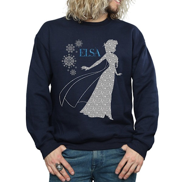 Disney Herr Frozen Elsa Jul Silhouette Sweatshirt 3XL Marinblå Navy Blue 3XL