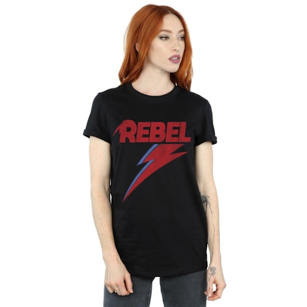 David Bowie Dam/Kvinnor Distressed Rebel Bomull Boyfriend T-S Black XXL