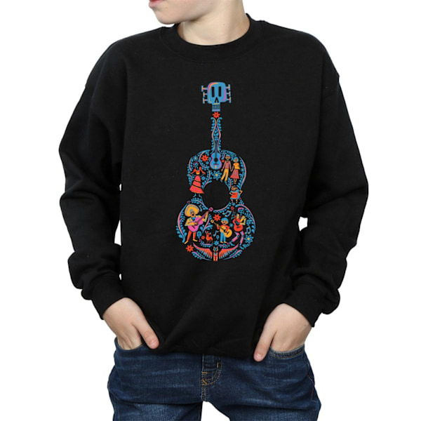 Disney Boys Coco Gitarr Mönster Sweatshirt 7-8 År Svart Black 7-8 Years