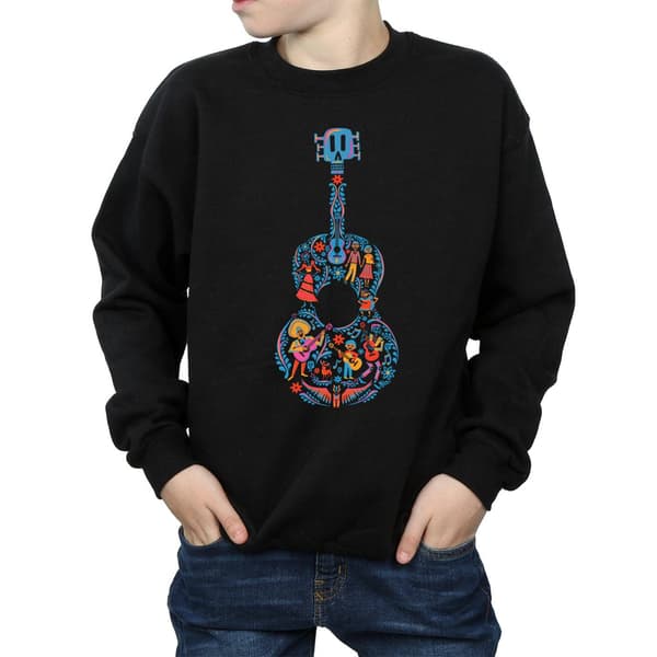 Disney Pojkar Coco Gitarr Mönstrad Tröja 7-8 År Svart Black 7-8 Years