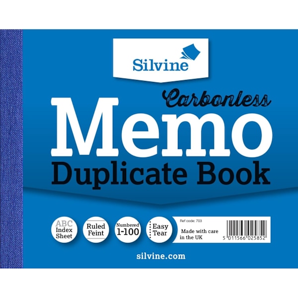 Silvine Carbonless Copy Paper Memo Book One Size Blå Blue One Size