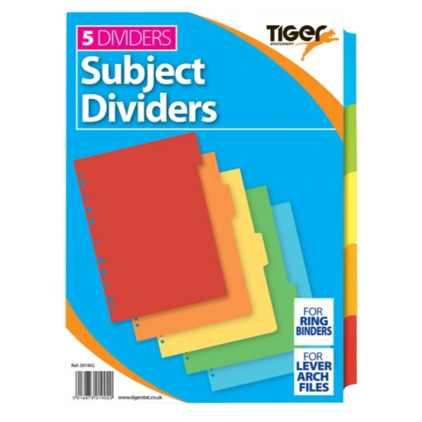 Tiger breda A4-indexflikar (5-pack) en storlek flerfärgad Multicoloured One Size