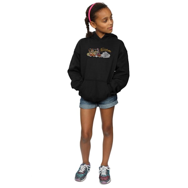 The Flintstones Girls Family Car Distressed Hoodie 12-13 år Black 12-13 Years