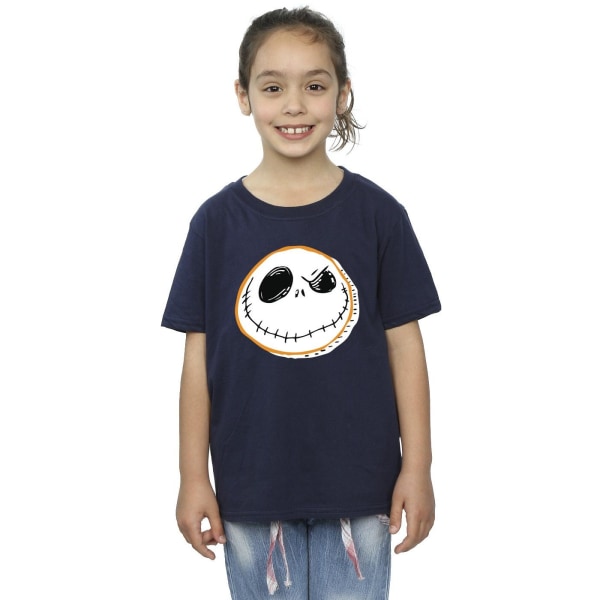 Disney Girls The Nightmare Before Christmas Jack Face Cotton T- Navy Blue 3-4 Years