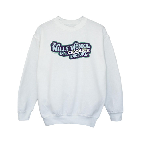 Willy Wonka Girls Chocolate Factory Logo Sweatshirt 9-11 år White 9-11 Years
