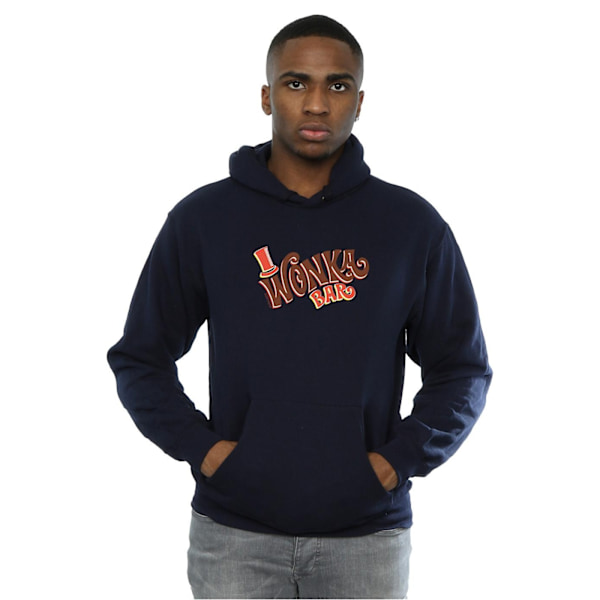 Willy Wonka Herr Bar Logo Hoodie L Marinblå Navy Blue L