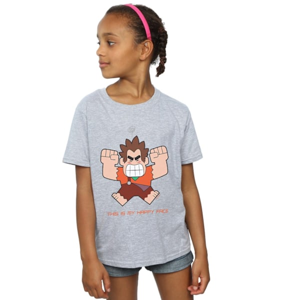 Disney Girls Wreck It Ralph Happy Face Bomull T-shirt 12-13 År Sports Grey 12-13 Years