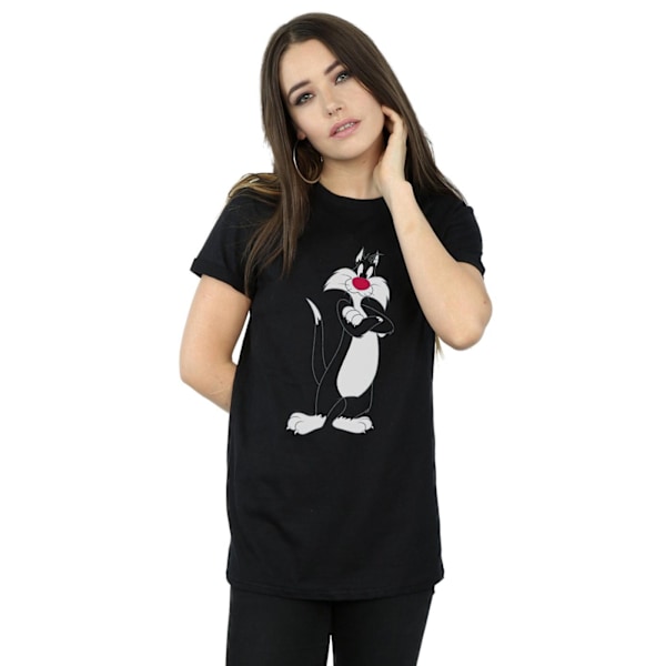 Looney Tunes Dam/Damer Sylvester Korsa Armar Bomull Pojkvän Black M